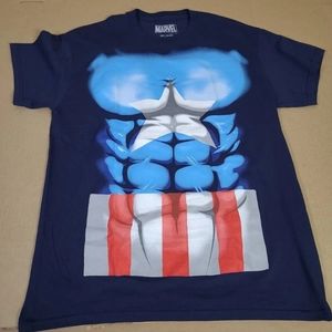 Marvel Men's T-Shirt Captain America Body Logo Graphic Short Sleeve‎